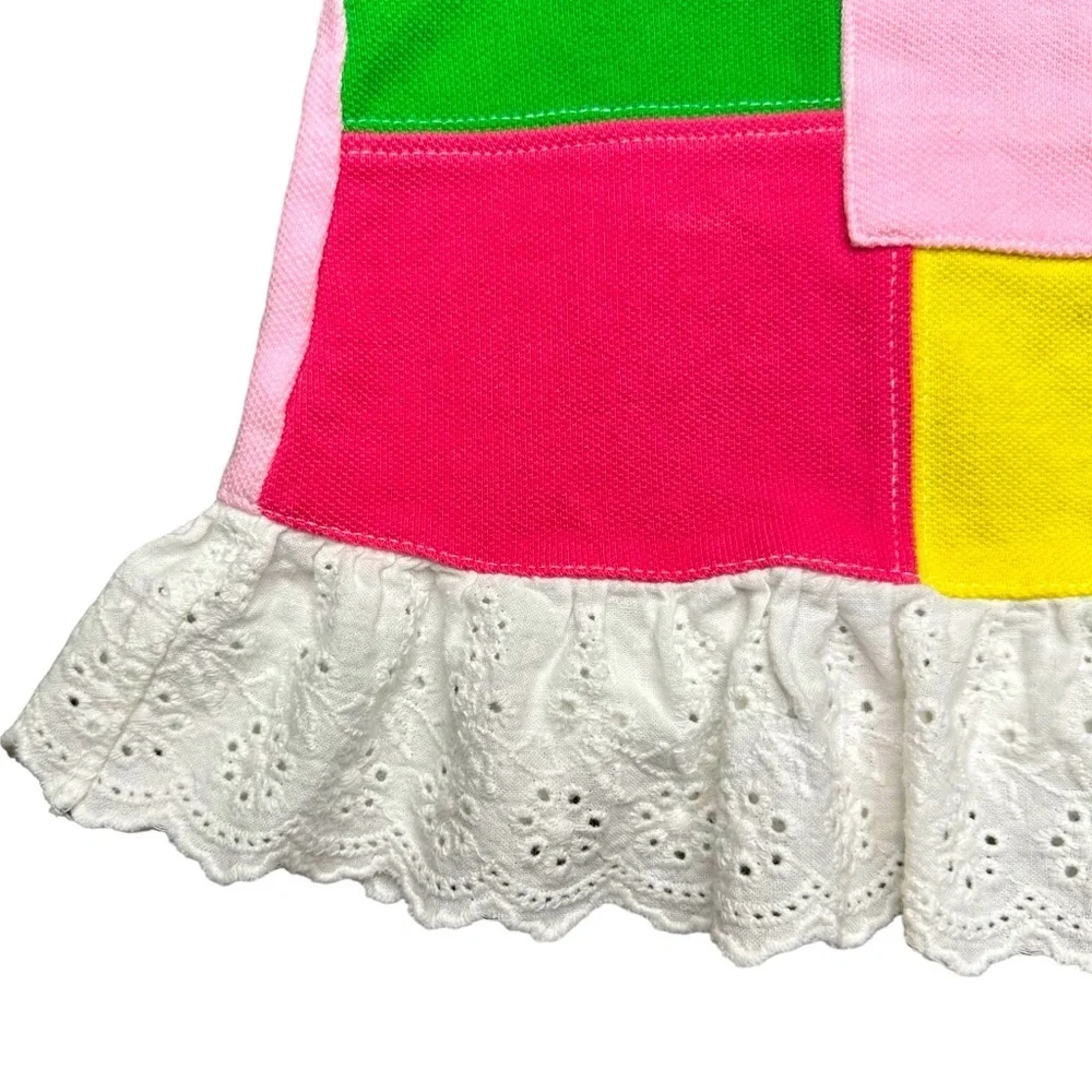 Ralph Lauren Patchwork Color Block Dress w/ Ruffle Lace Trim - Size 6M